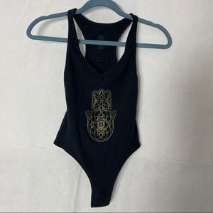 I Am Vibes Black Hamsa Bodysuit Size S